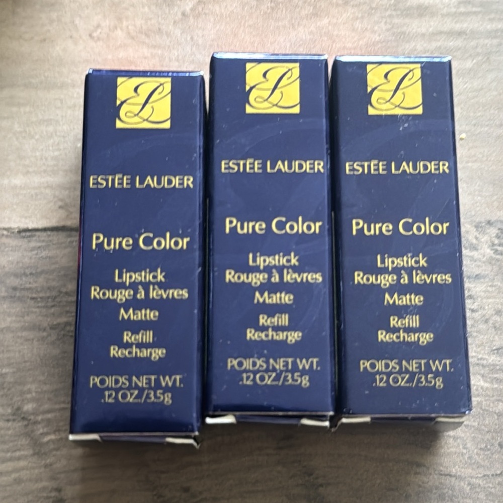 Estée Lauder Pure Color Long-Lasting Matte Lipstick, Refill THRILL ME Bundle 3pc